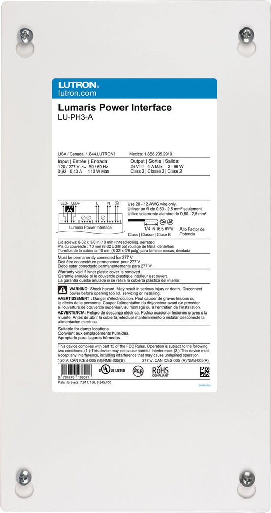 Lutron RadioRA3 LU-PH3-B Lumaris 96W Power Interface